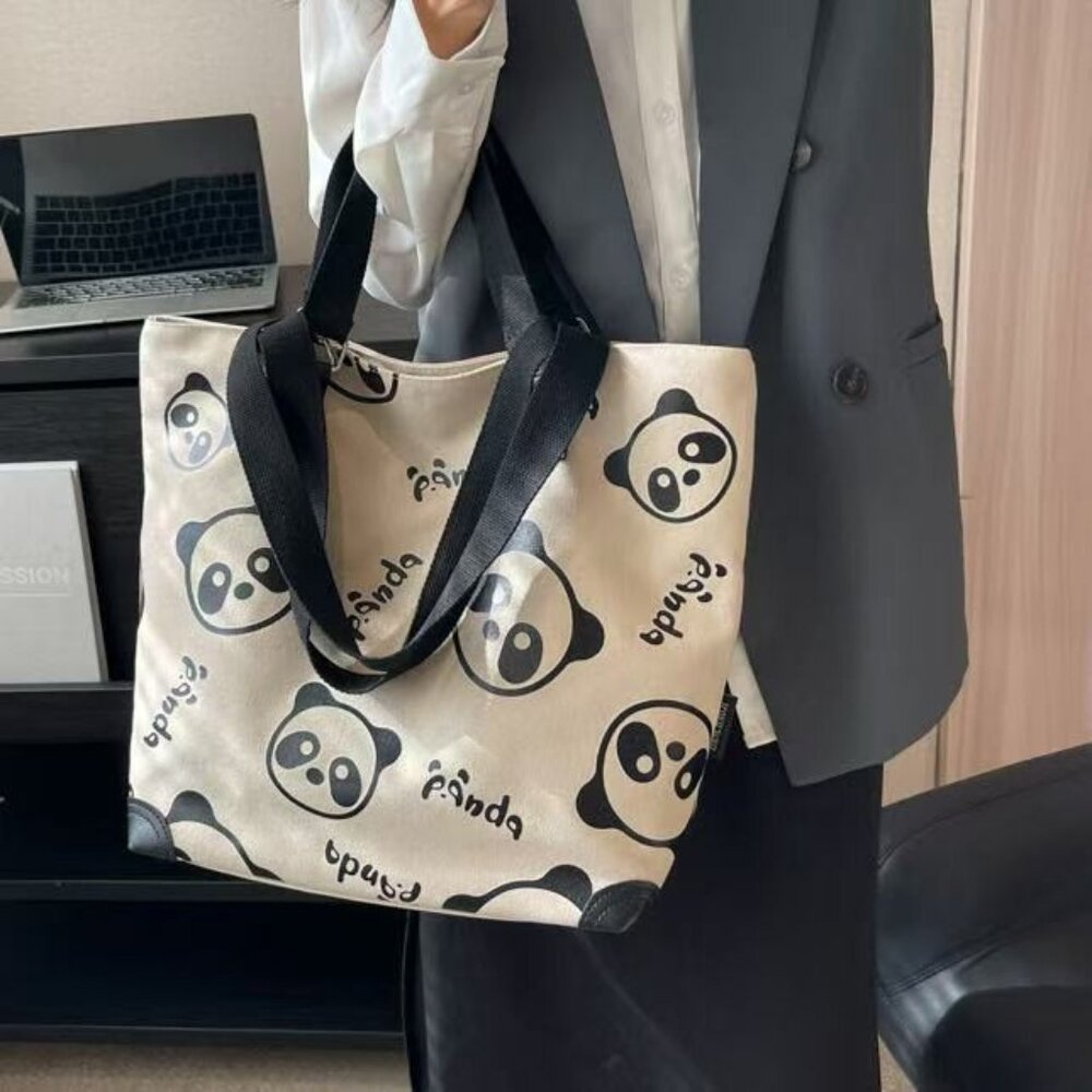 Canvas Shoulder Bag Large Capacity Handheld Panda Tote Bag #209